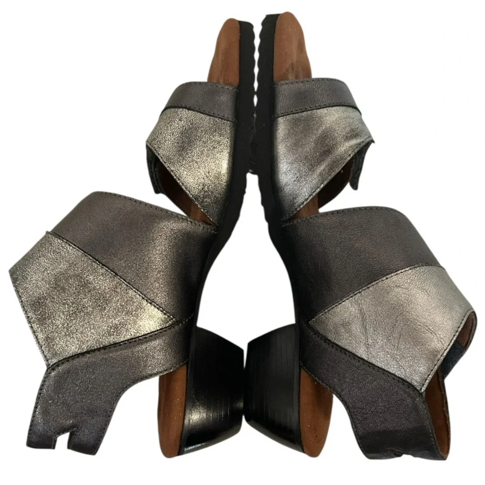 WALKING‎ CRADLES | Calista Pewter Gunmetal Ankle Wrap Sandals 7.5